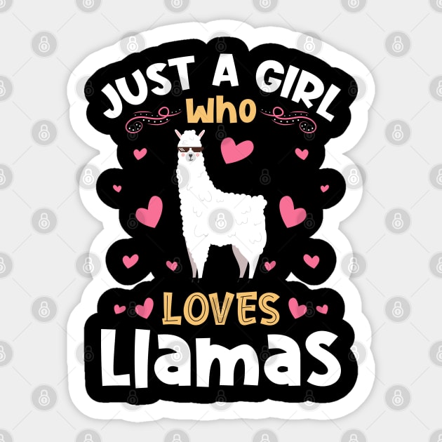 Just a Girl who Loves Llamas Alpacas Sticker by aneisha